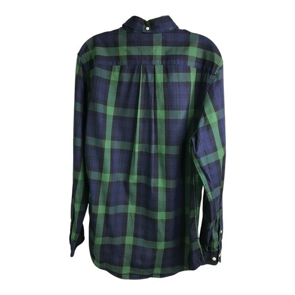 Tommy Hilfiger Button Down Shirt Mens Size Medium Blue Green Plaid Classic Peppy - Picture 3 of 5